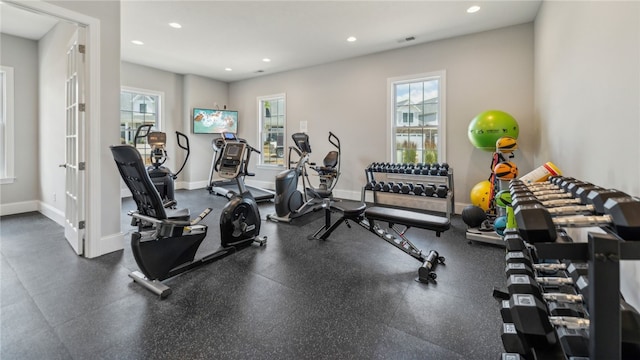 345 Stately Ct, Adams Twp, PA 16046 - gym featuring recessed lighting and baseboards
