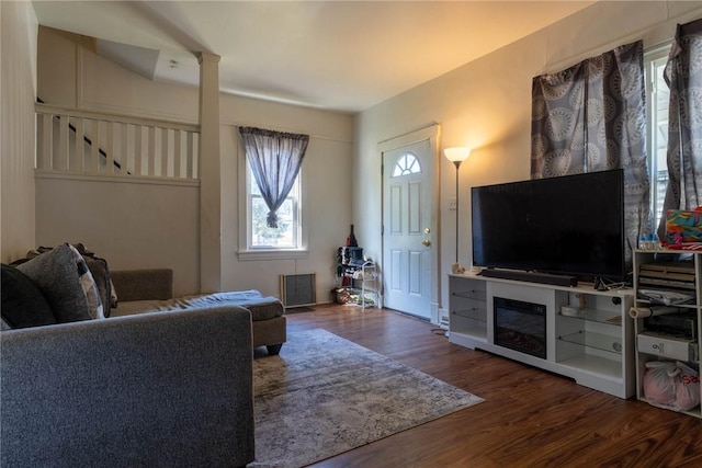 living area with wood finished floors