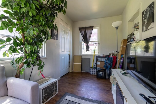entryway with a healthy amount of sunlight and wood finished floors