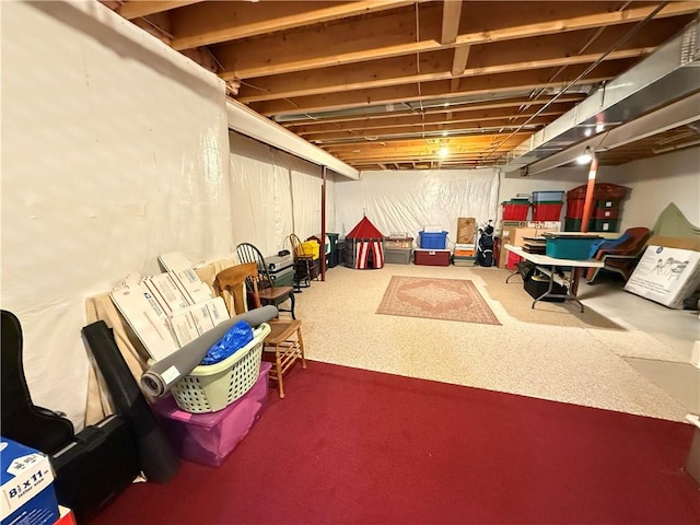 view of unfinished basement