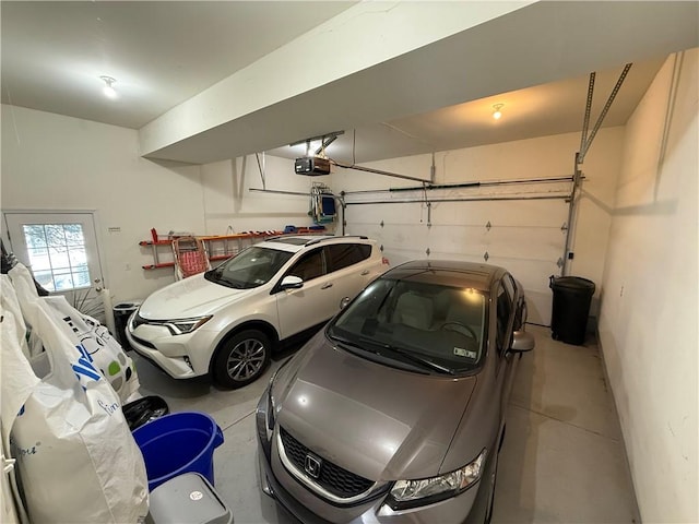 garage with a garage door opener