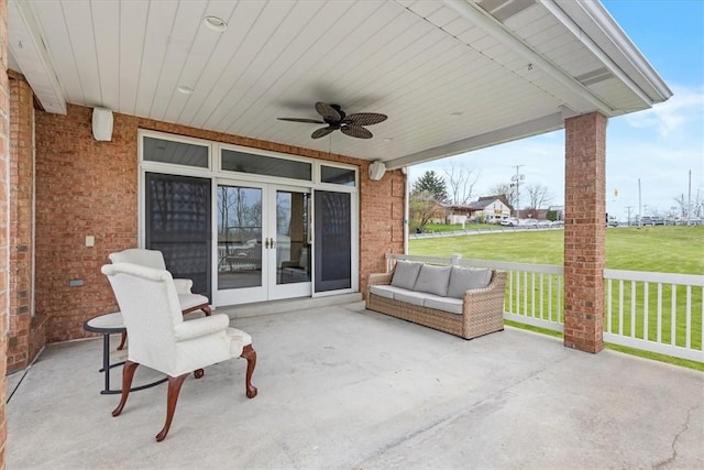 5076 Brownsville Rd, Whitehall, PA 15236 - view of patio / terrace featuring a ceiling fan and french doors