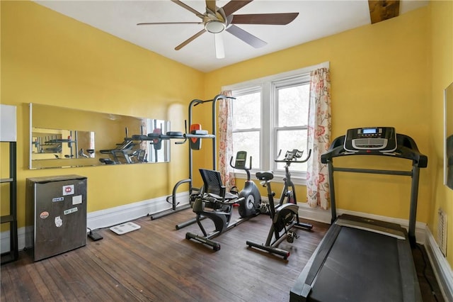 704 E 10th Ave, Munhall, PA 15120 - workout area with a ceiling fan, baseboards, and wood finished floors