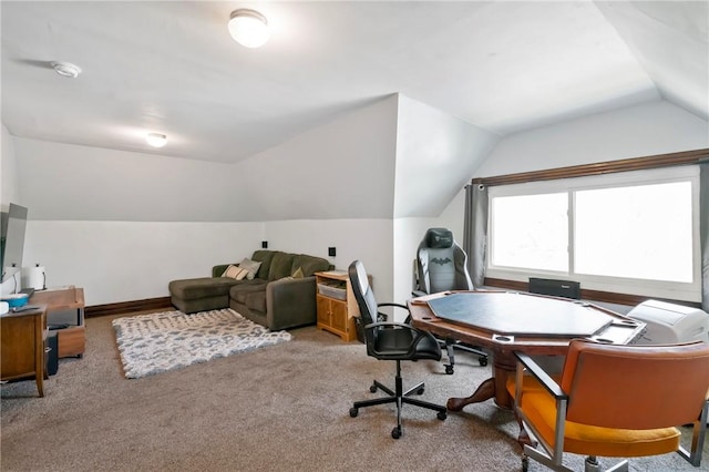 704 E 10th Ave, Munhall, PA 15120 - home office with carpet flooring, baseboards, and lofted ceiling