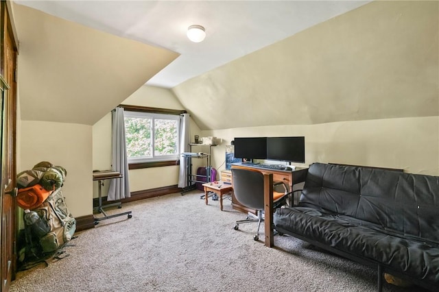 704 E 10th Ave, Munhall, PA 15120 - office area with carpet flooring, baseboards, and vaulted ceiling