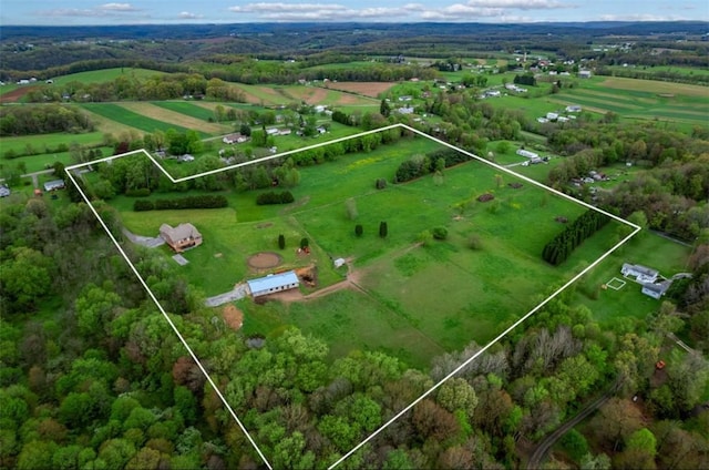 bird's eye view with a rural view