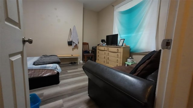 bedroom featuring wood finished floors