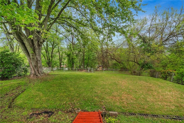 view of yard with a fenced backyard