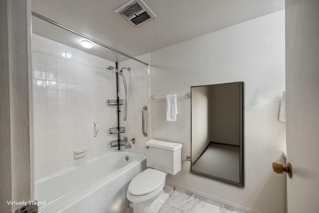5 Bayard Unit 309, Shadyside, PA 15213 - full bath with toilet, marble finish floor, visible vents, washtub / shower combination, and baseboards