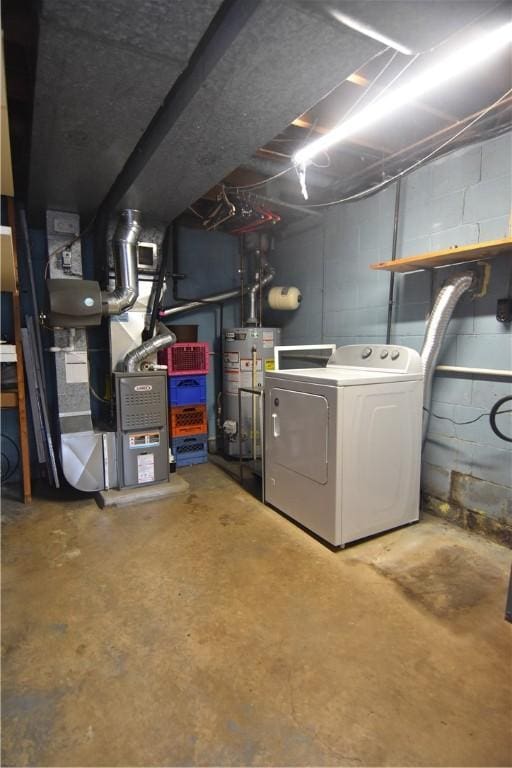 851REAR Florence Ave, Rear, East Mckeesport, PA 15035 - unfinished below grade area featuring washer / dryer and gas water heater