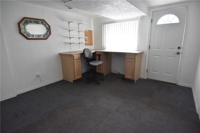851REAR Florence Ave, Rear, East Mckeesport, PA 15035 - home office featuring built in study area, dark colored carpet, and a textured ceiling