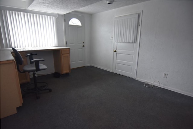851REAR Florence Ave, Rear, East Mckeesport, PA 15035 - unfurnished office with baseboards, dark colored carpet, and a textured ceiling
