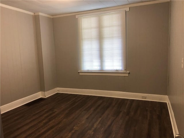617 Center Ave, West View, PA 15229 - unfurnished room featuring baseboards, ornamental molding, visible vents, and dark wood-type flooring