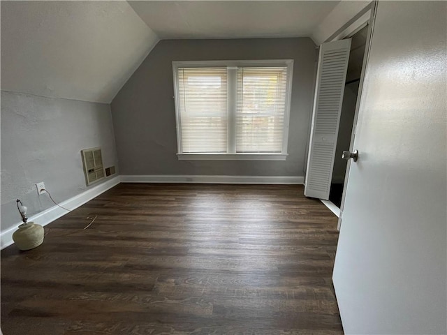 617 Center Ave, West View, PA 15229 - bonus room with baseboards, dark wood finished floors, visible vents, and vaulted ceiling