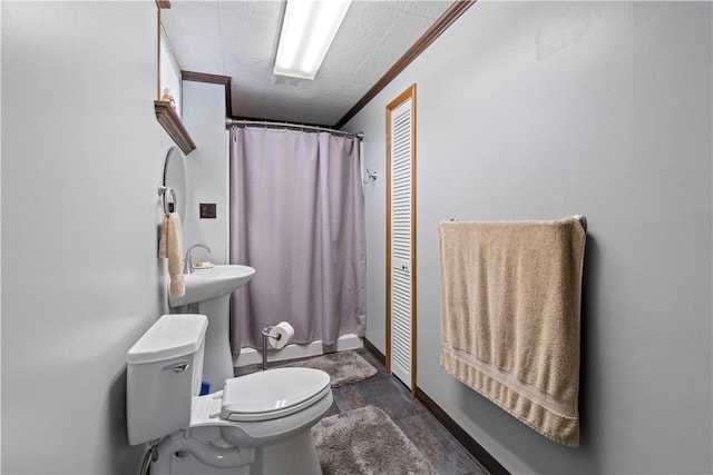 78 Cherryhill Rd, Indiana Boro Ind, PA 15701 - bathroom with toilet, curtained shower, baseboards, and stone finish flooring