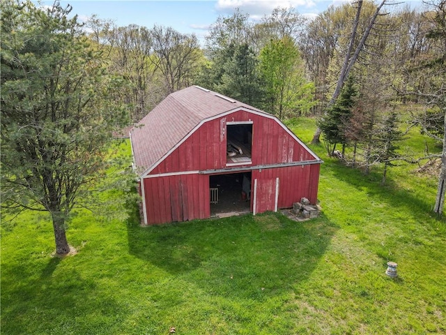 78 Cherryhill Rd, Indiana Boro Ind, PA 15701 - view of barn featuring a yard and a forest view