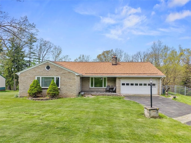 110 Thorncrest Dr, Penn Twp But, PA 16002 - single story home with a garage, a chimney, fence, aphalt driveway, and a front lawn