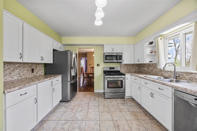 110 Thorncrest Dr, Penn Twp But, PA 16002 - kitchen featuring a sink, stainless steel appliances, backsplash, and white cabinets