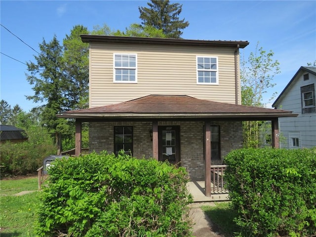 595 Amity Ridge Rd, Amwell, PA 15311 - view of front of house featuring a porch and brick siding
