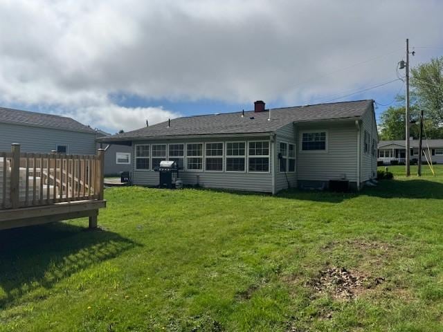 895 Donna Dr, Hermitage, PA 16148 - rear view of house with a lawn and a wooden deck