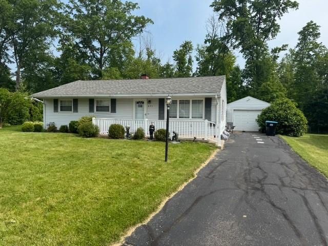 895 Donna Dr, Hermitage, PA 16148 - ranch-style house featuring an outbuilding, a garage, a porch, and a front yard