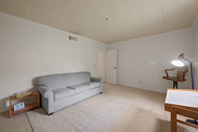 72 Linden Pl Unit 22, Sewickley, PA 15143 - living room with visible vents, crown molding, and carpet