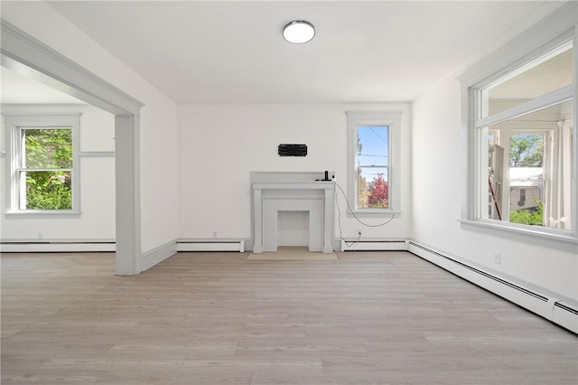 301 N Monroe St, City Of But Ne, PA 16001 - unfurnished living room with a baseboard radiator, baseboard heating, and a healthy amount of sunlight