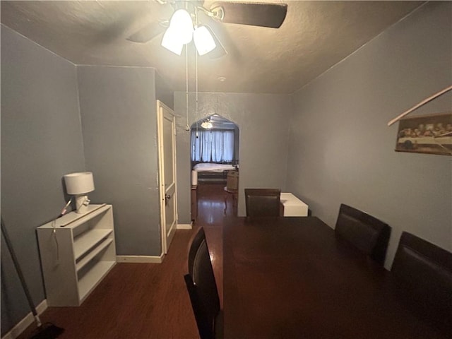 116 Ivy St, Wilkins Twp, PA 15145 - dining area featuring a ceiling fan, baseboards, and wood finished floors