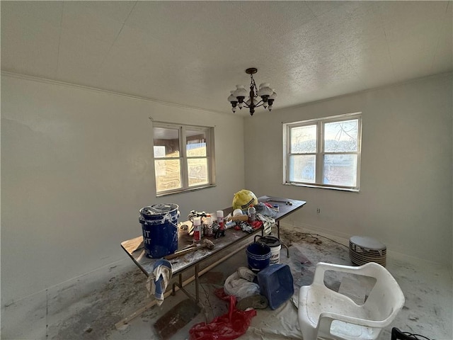 39 Eagle St, Fallowfield, PA 15022 - unfurnished dining area with a wealth of natural light and a chandelier