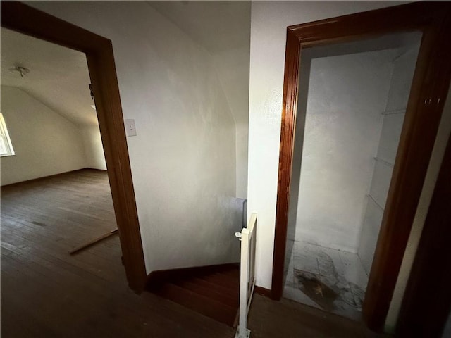 39 Eagle St, Fallowfield, PA 15022 - stairs featuring vaulted ceiling and wood finished floors