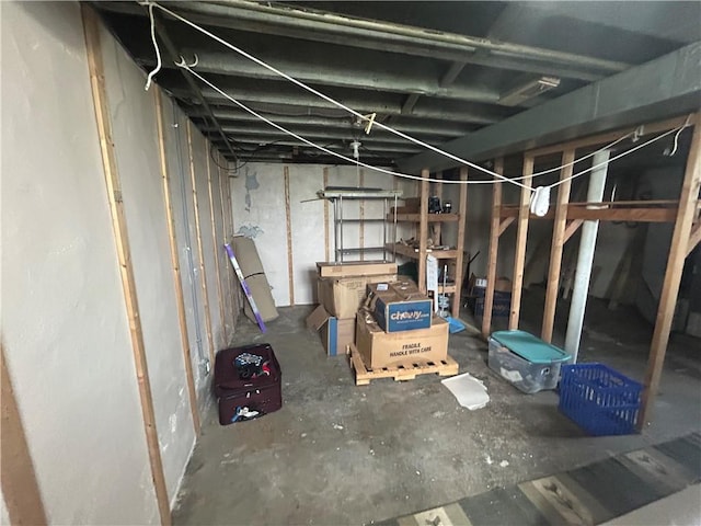 view of unfinished basement