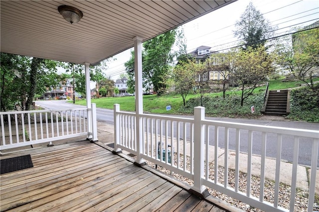 wooden deck with stairway