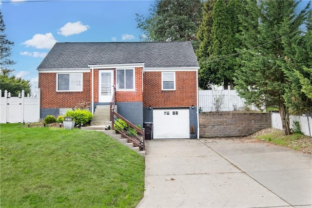 3606 Churchview Ave, Baldwin Boro, PA 15236 - view of front of house featuring concrete driveway, brick siding, an attached garage, and a front lawn