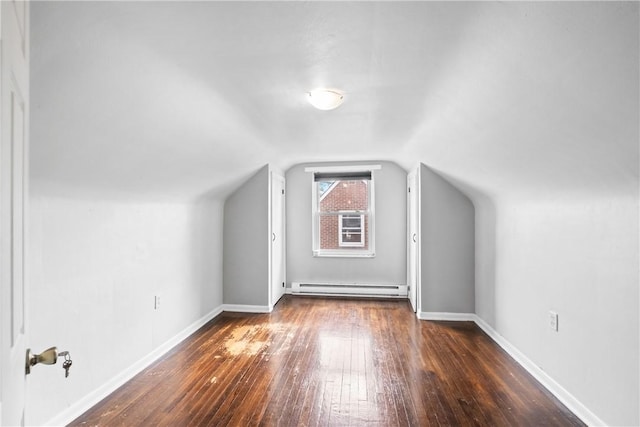 3606 Churchview Ave, Baldwin Boro, PA 15236 - bonus room featuring vaulted ceiling, baseboards, baseboard heating, and hardwood / wood-style flooring