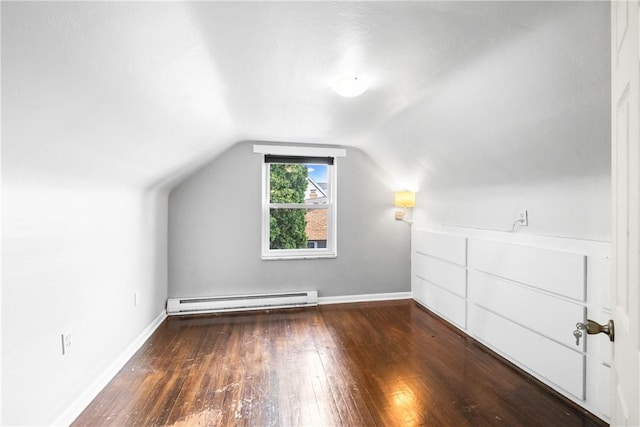 3606 Churchview Ave, Baldwin Boro, PA 15236 - additional living space with vaulted ceiling, a baseboard radiator, hardwood / wood-style flooring, and baseboards