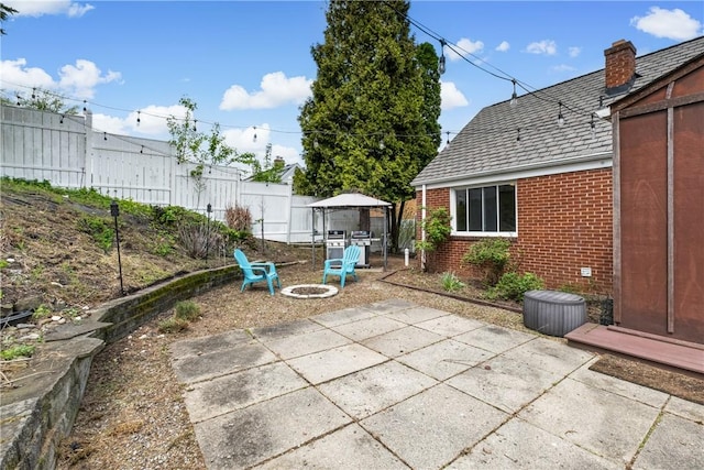 3606 Churchview Ave, Baldwin Boro, PA 15236 - view of patio / terrace featuring a fire pit, a gazebo, and a fenced backyard