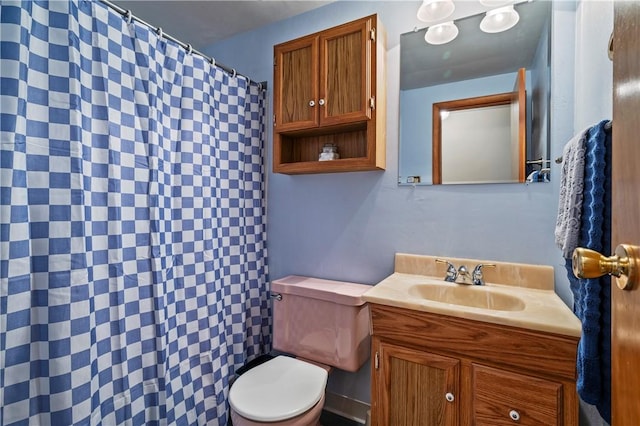 5993 Monongahela Ave, Bethel Park, PA 15102 - bathroom featuring toilet, vanity, and curtained shower