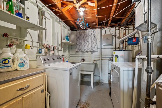 5993 Monongahela Ave, Bethel Park, PA 15102 - laundry area with washer and dryer, laundry area, and electric water heater