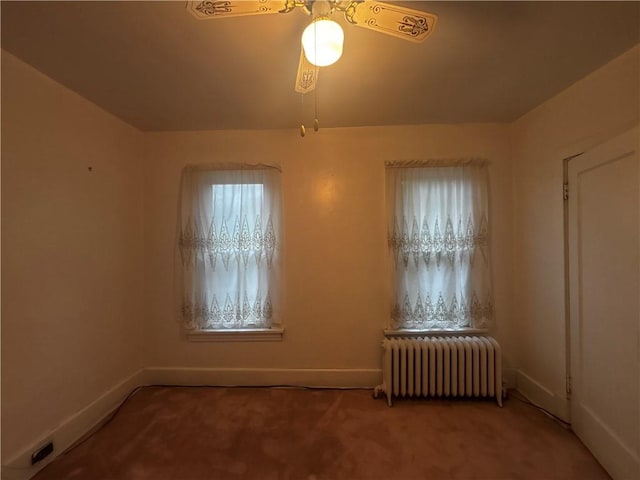 636 Lincoln Ave, East Liberty, PA 15206 - carpeted spare room with radiator, baseboards, and ceiling fan