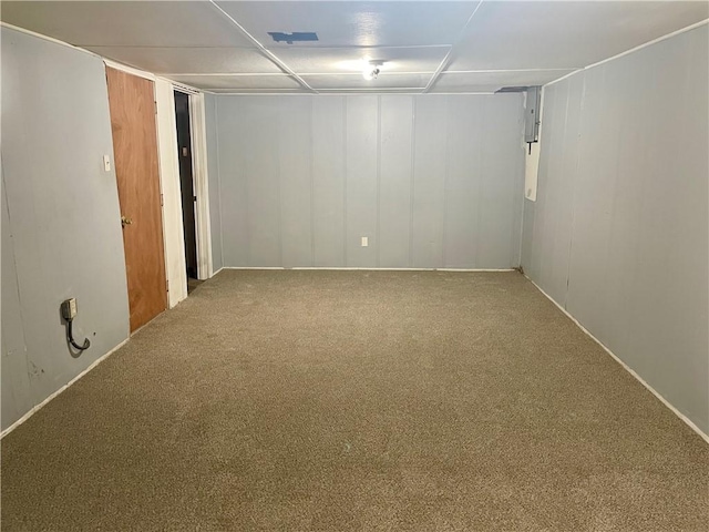 finished below grade area with carpet flooring