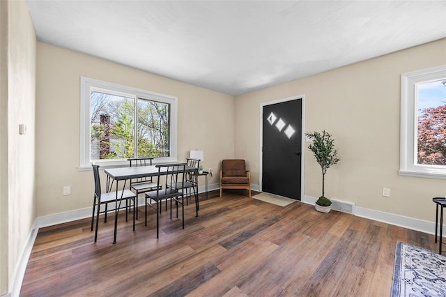54 Devils Den Rd, Hanover Twp Wsh, PA 15021 - dining room featuring visible vents, wood finished floors, and baseboards