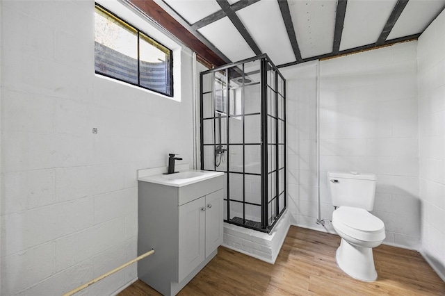 54 Devils Den Rd, Hanover Twp Wsh, PA 15021 - full bathroom featuring vanity, toilet, wood finished floors, and a stall shower