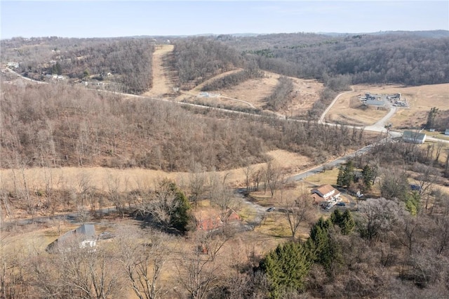 birds eye view of property featuring a rural view