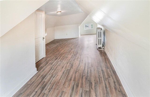 1318 Louise St, Munhall, PA 15120 - additional living space with radiator, wood finished floors, vaulted ceiling, and baseboards