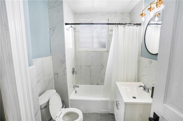 1318 Louise St, Munhall, PA 15120 - full bathroom featuring tile walls, shower / bath combo with shower curtain, toilet, and vanity