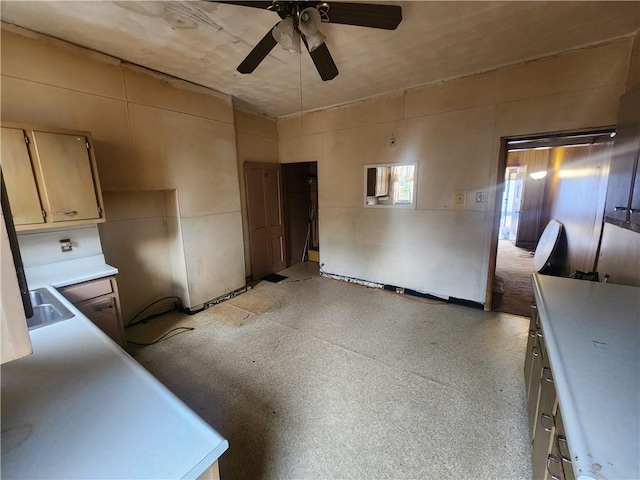 172 49th St, Lawrenceville, PA 15201 - kitchen featuring a sink, ceiling fan, and light countertops