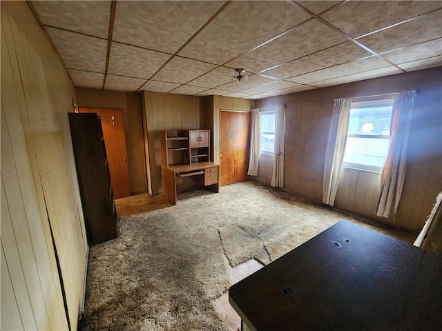 172 49th St, Lawrenceville, PA 15201 - unfurnished living room featuring carpet flooring and wooden walls