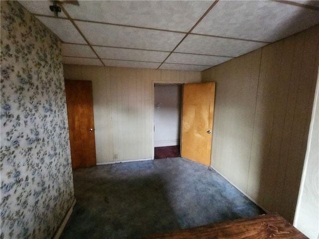 172 49th St, Lawrenceville, PA 15201 - empty room featuring carpet flooring, a drop ceiling, and baseboards