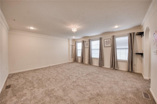 204 Ascot Ct, Moon/Crescent Twp, PA 15108 - empty room featuring baseboards, visible vents, crown molding, and carpet floors