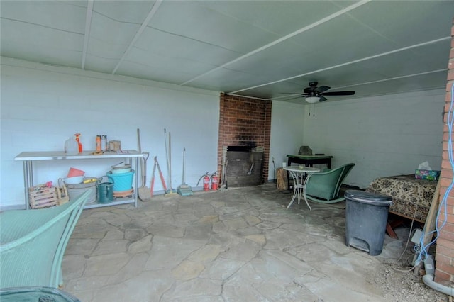 1898 Brushcliff Rd, Churchill Boro, PA 15221 - view of patio with a brick fireplace and ceiling fan